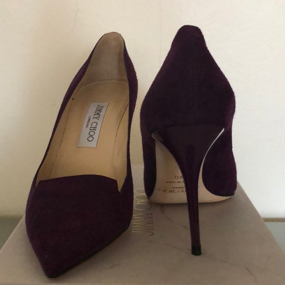 NEW Jimmy Choo dark magenta suede heels